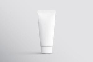 a tube packaging bottle for skincare product mockup. White container of beauty products for packaging design preview photo