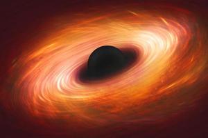 light orange cosmos galaxy holes universe and black hole over star on black photo