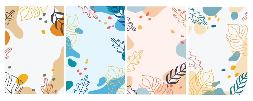 set of floral background with a space in the middle for copy space. frame background illustration for invitation or greeting card, quotes, social media, etc.