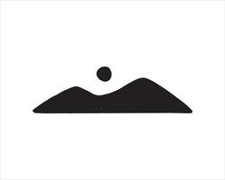 un simple logo de montaña y sol en color negro. Ilustración mínima en gráfico vectorial para símbolo, letrero, logotipo, etc. vector