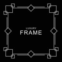 a simple square frame with some ornament as the border. collection set of the white outline frame on black for decorating design, card, invitation, etc. vector