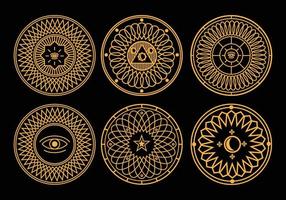 conjunto de ilustraciones de círculo abstracto. un dibujo simple del elemento símbolo antiguo para el diseño creativo.