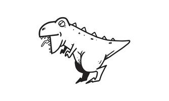 una linda ilustración de dinosaurio t rex. Caricatura incolora para actividades de dibujo y coloración. actividad divertida para el desarrollo y la creatividad de los niños. objeto aislado sobre fondo blanco en diseño vectorial. vector