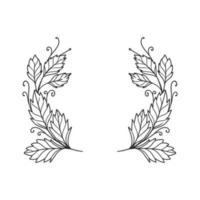 una ilustración dibujada a mano de corona floral. un hermoso marco decorativo para invitación de boda y letras. un vector vintage con adornos de flores y hojas.