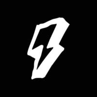 thunder icon vector for logo and symbol. simple and minimalist doodle hand drawn illustration on black background.