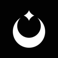el logotipo de la luna y la estrella, icono, símbolo en estilo bohemio sobre un fondo negro. ilustración de elemento de vector para la decoración en estilo minimalista moderno.
