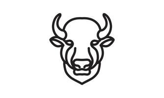 Bison vector line icon, animal head vector line art, isolated animal illustration for logo desain