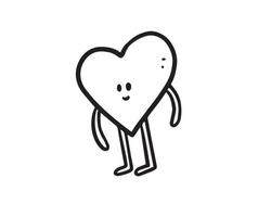 una ilustración de doodle de un personaje de corazón. una parte del dibujo hecho a mano de personajes divertidos para un avatar, pegatina, colorante, etc. vector