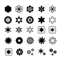 conjunto de colección de iconos de estrellas en varios estilos. Varias formas de estrellas que son adecuadas para elementos como copos de nieve, artículos brillantes, decoración, etc. vector