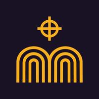 el logotipo de doble línea curva, icono, símbolo en estilo bohemio sobre un fondo negro. ilustración de elemento de vector para la decoración en estilo minimalista moderno.