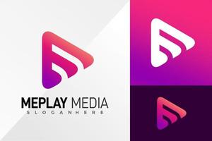 Letter M Play Music Media Logo Design Vector illustration template