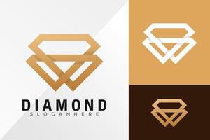 Plantilla de ilustración de vector de diseño de logotipo de diamante dorado abstracto