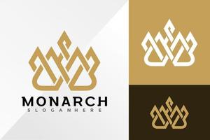 Plantilla de ilustración de vector de diseño de logotipo de corona monarca de oro