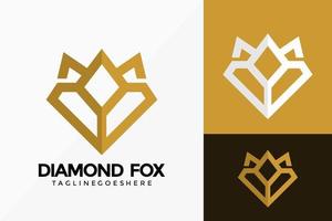 Premium Golden Diamond Fox Logo Vector Design. Abstract emblem, designs concept, logos, logotype element for template.