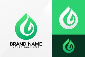 Water Drop Leaf Logo Vector Design. Brand Identity emblem, designs concept, logos, logotype element for template.