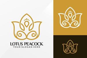 diseño de vector de logotipo de pavo real de loto de lujo. emblema de identidad de marca, concepto de diseños, logotipos, elemento de logotipo para plantilla.