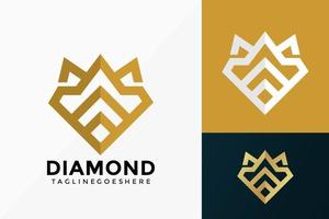 Diseño de vector de logotipo de empresa de corona de diamantes de lujo premium. emblema abstracto, concepto de diseños, logotipos, elemento de logotipo para plantilla.