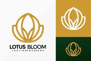 Luxury Line Art Lotus Bloom Logo Vector Design. Abstract emblem, designs concept, logos, logotype element for template.