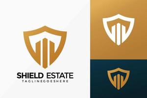 Shield Real Estate Building Logo Vector Design. Abstract emblem, designs concept, logos, logotype element for template.