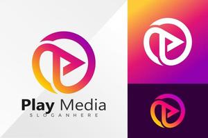 Letter P Play Media Logo Design Vector illustration template