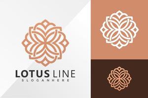 Plantilla de ilustración de vector de diseño de logotipo de línea de loto elegante abstracto