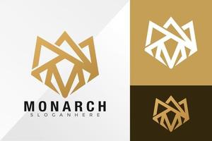 Crown Monarch M Logo Design Vector illustration template