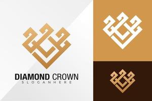 Plantilla de ilustración de vector de diseño de logotipo de línea de corona de diamante