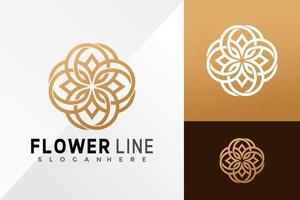 Plantilla de ilustración de vector de diseño de logotipo geométrico de línea de flor