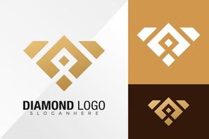 Plantilla de ilustración de vector de diseño de logotipo de cristal de diamante