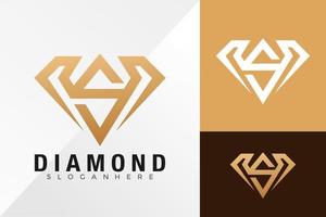 Plantilla de ilustración de vector de diseño de logotipo de línea de diamante s
