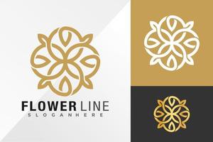 Plantilla de ilustración de vector de diseño de logotipo de línea de flor geométrica
