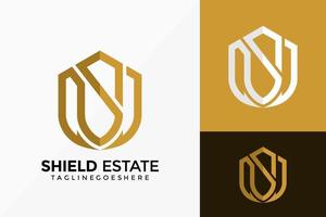 Luxury Letter S Shield Estate Logo Vector Design. Abstract emblem, designs concept, logos, logotype element for template.