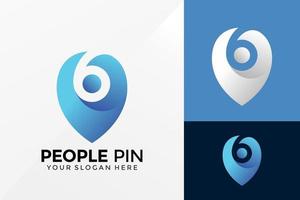diseño de vector de logotipo de ubicación de pin de personas. emblema de identidad de marca, concepto de diseños, logotipos, elemento de logotipo para plantilla.