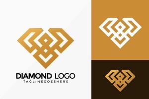 Premium Golden Diamond Logo Vector Design. Abstract emblem, designs concept, logos, logotype element for template.