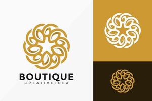 Luxury Line Art Flower Boutique Logo Vector Design. Abstract emblem, designs concept, logos, logotype element for template.