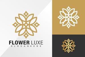 Plantilla de ilustración de vector de diseño de logotipo de línea de flor de lujo