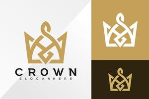 Plantilla de ilustración de vector de diseño de logotipo de corona de oro