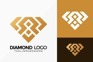 Premium Golden Diamond Gemstone Logo Vector Design. Abstract emblem, designs concept, logos, logotype element for template.