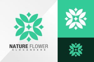 Plantilla de ilustración de vector de diseño de logotipo de hoja de flor de naturaleza