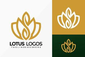 Premium Luxury Lotus Logo Vector Design. Abstract emblem, designs concept, logos, logotype element for template.