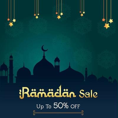 ramadan sale background design with golden shiny frame arabic lanterns islamic ornament purple