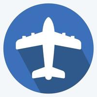 icono de avión - estilo de sombra larga - ilustración simple, trazo editable vector