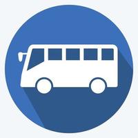 icono de autobús - estilo de sombra larga - ilustración simple, trazo editable vector