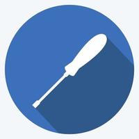 Icon Screw Driver - Long Shadow Style - Simple illustration,Editable stroke vector