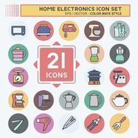 conjunto de iconos hogar - estilo de color mate - ilustración simple, trazo editable vector