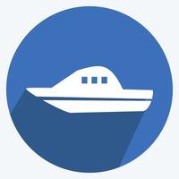 Icon Boat - Long Shadow Style - Simple illustration,Editable stroke vector