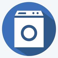 Icon Washing Machine - Long Shadow Style - Simple illustration,Editable stroke vector