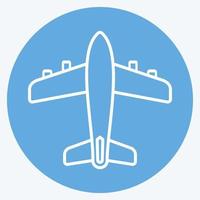 icono de avión - estilo de ojos azules - ilustración simple, trazo editable vector