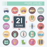 conjunto de iconos de vacaciones - estilo plano - ilustración simple, trazo editable vector