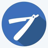 Icon Straight Razor - Long Shadow Style - Simple illustration,Editable stroke vector